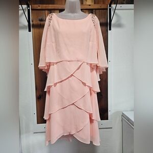 SLNY Asymmetrical Layered Dress in Soft Blush